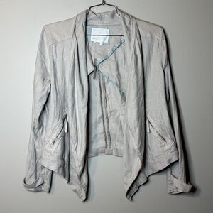 Anthropologie Linen Blend Open Front Cardigan Jacket Womens Medium Beige nwt new
